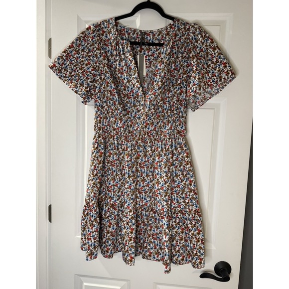 Anthropologie Dresses & Skirts - Anthropologie Somerset Mini Dress Flutter Sleeves Smocked Waist Floral Large NWT